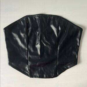 SHEIN Black Faux Leather Crop Top
